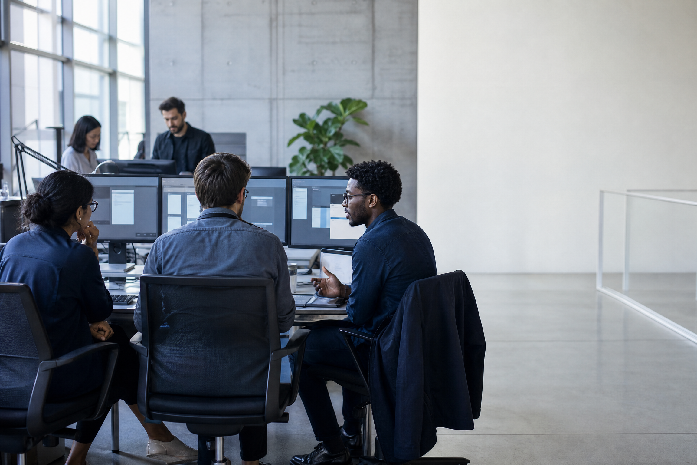 Software development team collaborating